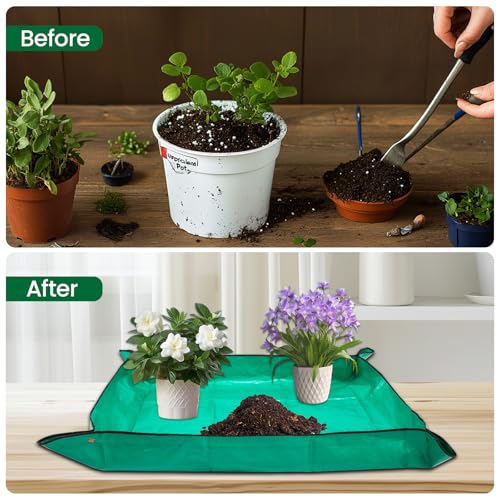 GROWNEER 3Pcs 18 Inch Bonsai Training Pots with Drainage Humidity Trays & Repotting Mat, Large Bonsai Tree Pot Kits for Starter, Succulent Growing Planter Set for Garden Indoor Outdoor - size: 3pcs/18x14in