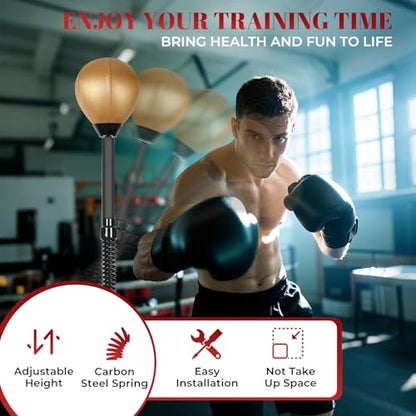 Reflex Ball Speed Bag Punching Bag Free Standing Boxing Bag with Reinforced Spring Strong Durable Relief Stress Ball with Adjustable Height