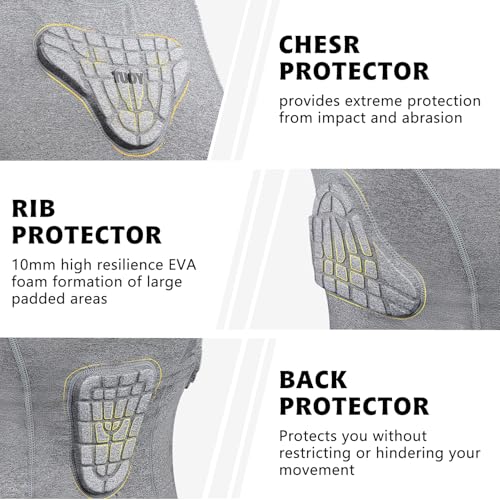 Youth Padded Compression Shirt Vest Rib Chest Protector Football Baseball - color: Padded Vest Gray, size: Small