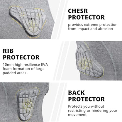 Youth Padded Compression Shirt Vest Rib Chest Protector Football Baseball - color: Padded Vest Gray, size: Small