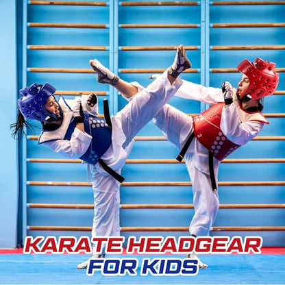 JellyArch 2 Pcs Taekwondo Karate Headgear MMA Martial Arts Helmet Soft Head Guard Protection Sparring Gear Helmet Boxing for Men Women Thai Kickboxing Grappling Muay Taekwondo - color: Red and Blue, size: Medium
