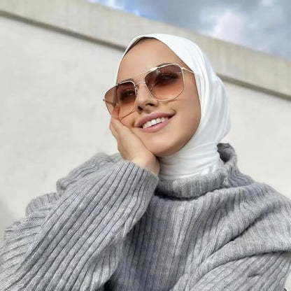 OULIGET Instant Scarf For Women,Muslim Flexible Turban with Buttons Ready to Wear Easy,Chic Sport Jersey Hijab Head Scarf - color: White