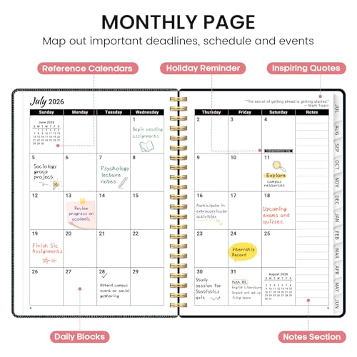 Planner 2026-2027, Academic Monthly and Weekly Calendar Planner for Women, July 2026 - June 2027, Hardcover Pretty Agenda Planner Book with Tabs, Spiral Daily Organizer for School Office Home Supplies, 8.5" x 11" - Garden of Whimsy - color: C-Garden of Wh