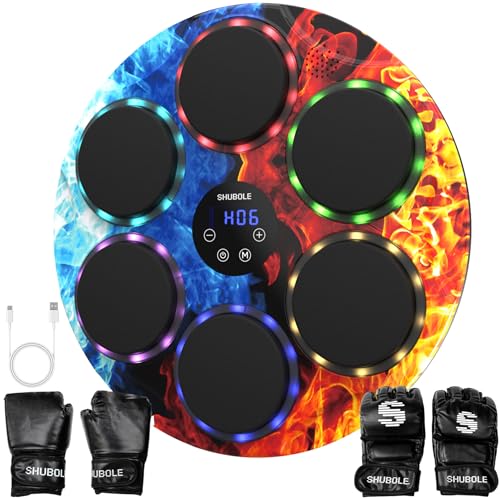 Music Boxing Machine with Gloves - Wall Mounted Punching Trainer for Adults & Kids, 9-Speed Punch Game, Wall Boxing Punching pad, 2025 Upgrade Gifts for Boys Age 6+ - style: Ice-Fire