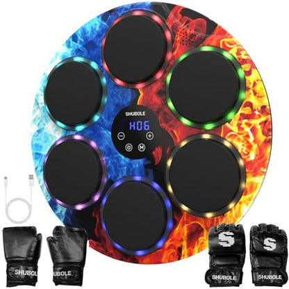 Music Boxing Machine with Gloves - Wall Mounted Punching Trainer for Adults & Kids, 9-Speed Punch Game, Wall Boxing Punching pad, 2025 Upgrade Gifts for Boys Age 6+ - style: Ice-Fire