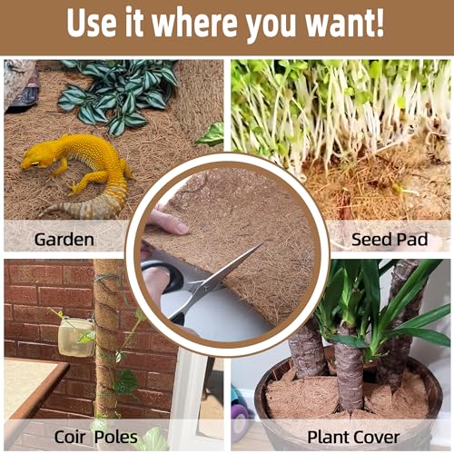Coco Liner Roll - 16x160 inch Natural Coconut Fiber for Planters, Versatile Flower Baskets, Garden Decoration, Animal Pet Pads - Reptile-Friendly, Ideal for Window Boxes and Nesting Boxes - size: 16in X 160in