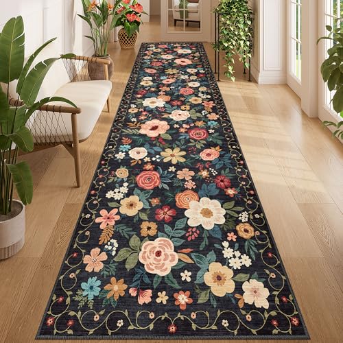 DUKINO 3x12 Washable Runner Rug, Long Hallway Runner Rug Non Slip, Black - color: Black, size: 3' x 12' (Rectangular)