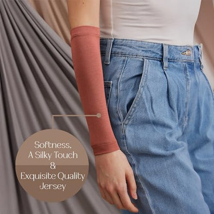 Modest Arm Cover | Jersey Arm Cover | Modest Sleeve Covering for Muslim Women - color: Terracotta