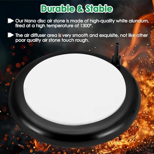 hygger Aquarium Air Stone Kit, Fish Tank Bubbler, Nano Furnace Flue Round Air Stone Disk Set for Hydroponics, Small Bubbles, Ultra-High Dissolved Oxygen Diffuser (4 Inch) - color: Black, size: 4 Inch