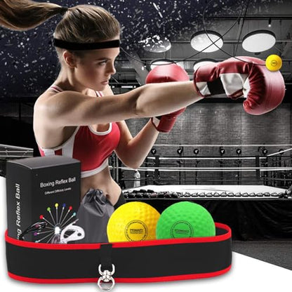Boxing Reflex Ball, Boxing Ball Headband, Adjustable Head-Mounted Strength Training Boxing Balls, Reaction Ball for Adults Kids Courtyard Gym Home
