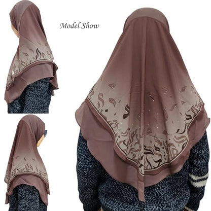 Ready To Wear Instant Hijab For Women Chiffon Hijabs Islamic Abaya Turban Muslim Slip-On Khimar Floral Hijab Scarf - color: 5# Brown