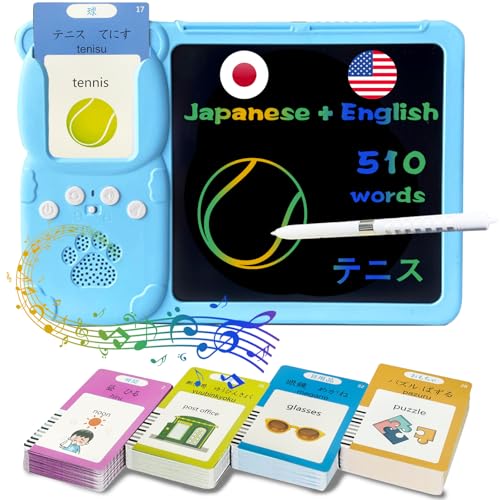 Talking Flash Cards with Writing Tablet - Japanese English Blue - color: Japanese, size: Blue