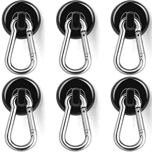 E BAVITE Carabiner Magnetic Hooks, 110LBS Strong Black Magnetic Hooks Heavy Duty with Swivel Carabiner Hook, Great for Hanging for Cruise, Garage, Kitchen, Refrigerator, Locker (6-Pack) - color: Black, size: 6P