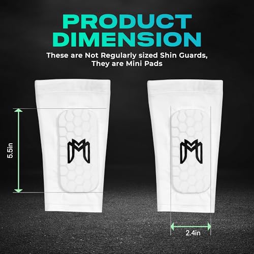 MediCaptain Mini Shin Guards Soccer – Built in Shin Pad Sleeves for Mens, Women, Teens - Small Shin Guards - Lightweight, Breathable Shin Defender Leg Protection - color: White, size: Maxi (5.5 x 2.8 in)