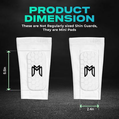 MediCaptain Mini Shin Guards Soccer – Built in Shin Pad Sleeves for Mens, Women, Teens - Small Shin Guards - Lightweight, Breathable Shin Defender Leg Protection - color: White, size: Maxi (5.5 x 2.8 in)