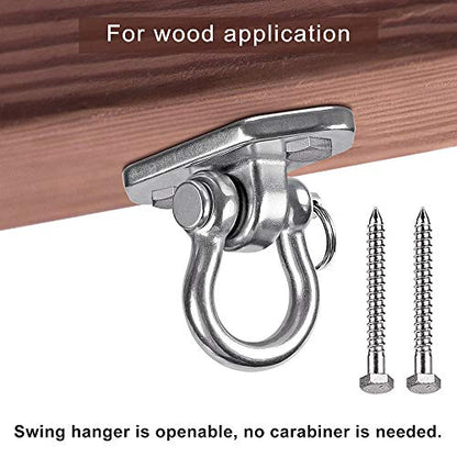 Hammock Chair Hanging Kit Swing Ceiling Mount, Heavy Duty Swing Hanger Hook, Indoor Outdoor Playground Hanging Chair, Tree, Gym, Rope, Swing Set Bracket, Punching Bag Hardware, 1000 LB - style: 2 Pack -180° Swing Hook