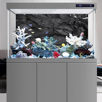 AWERT 36x20 inches Stone Aquarium Background Black Rock Fish Tank Background Rocky Terrarium Background Vinyl - size: 36x20in/90x50cm