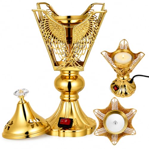 NOLITOY Electric Bakhoor Burner for Home - Iron Oud Resin Incense Burner Plug in - Decorative Middle Eastern Censer for Meditation Yoga Office 9-inch (us Plug)