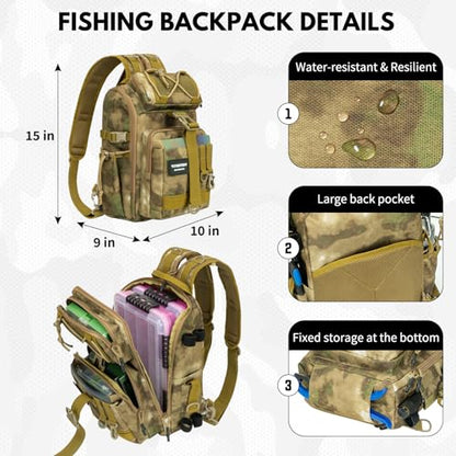 THKFISH Telescoping Fishing Rod and Reel Combo with Backpack, Carbon Fiber Travel Fishing Pole Spinning Reel Kit with Fishing Lures, Fishing Tools Kit for Men - color: Khaki Backpack With Fishing net & rod, size: 1.8M 5.9FT
