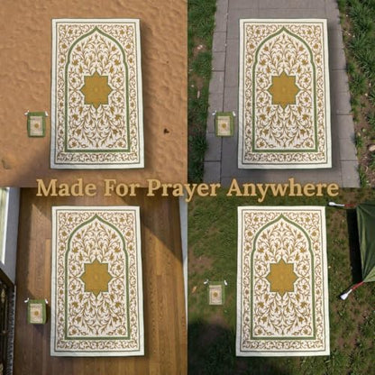The Anywhere Sajadah Portable Microfiber Suede Travel Prayer Mat, Foldable Pocket Sajjadah with Drawstring Pouch, Quick-Dry, Machine Washable, Lightweight Prayer Rug, Gift for Hajj, Umrah & Travel