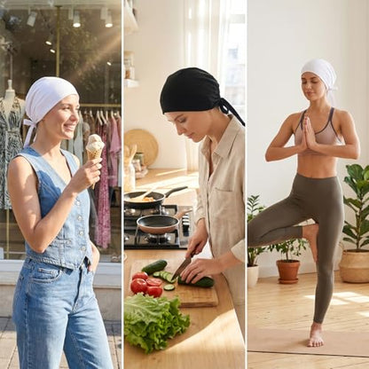 4 PCS Hijab Cap Undercap for Hijab No Slip Hijab-Scarf for Women Islamic Muslim Hijabs with Tie Adjustable for Women (Black, White)