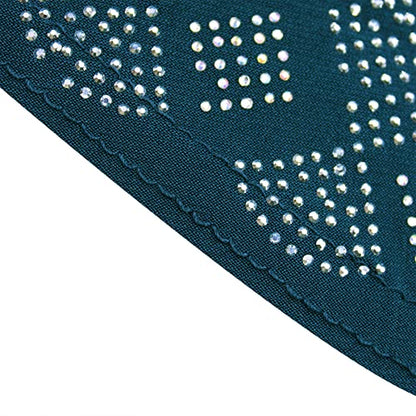 ZGMYC Women Shiny Rhinestones Muslim Hijab Elegant Long Turban Cap Head Wrap Scarf - color: Peacock Blue