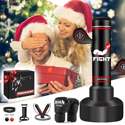 Upgraded Heavy Freestanding Punching Bag for Adults Teens, 70” Standing Punching Bag with Gloves, Pump and Jump Rope, Boxing Reflex Ball, Women Men Kickboxing Bags for Training MMA Fitness Home Gym