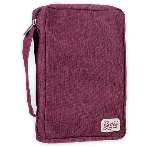 Christian Art Gifts Polyester Bible Cover Case for Women: Grace Upon Grace - color: Plum/Grace, size: Medium