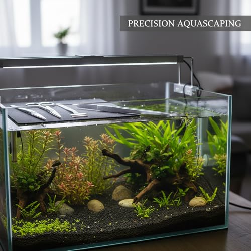 Stainless Steel Aquarium Tweezers for Aquascaping - 10.6 Inch Straight Head Tool for Precise Plant Placement and Substrate Arrangement in Freshwater Tanks