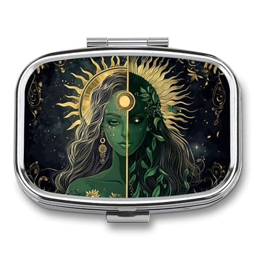 Greek Goddess Square Pill Box Metal 2.2x1.6 Inch,Medicine Storage Case Compact Travel Pill Organizer Pocket Pill Container for Daily Medication Vitamins Pills - color: Greek Goddess