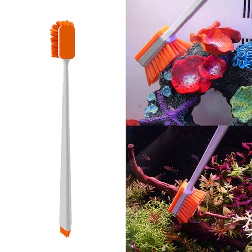 Long Handle Fish Tanks Scrubber for Glass Aquariums Double Bristle Washing Scrubber Long Handle Brush Aquarium Cleaning Tools