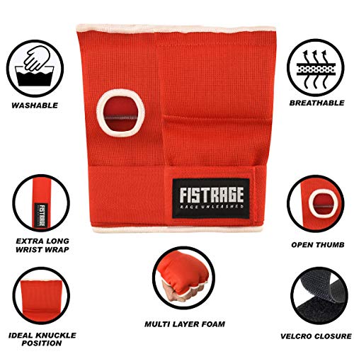 FISTRAGE Speed Ball Boxing Hand Wraps MMA Muay Thai Training Punching Dodge Striking Bag Leather Kit Hanging Swivel Workout Speedball Kicking with Mitt - color: Red, size: Small-Medium