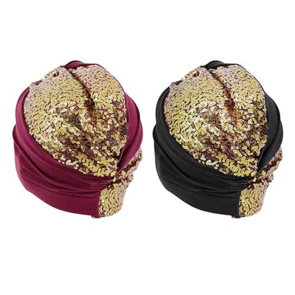 PURFUN 2 Pcs Muslim Inner Hijab Caps Women Girls Stretchy Breathable Full Cover Undercap Tube Bonnet Under Scarf Hats Beanie - color: Black+red/2pcs