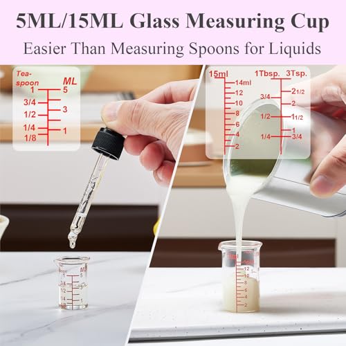 Ackers 4-Piece Glass Measuring Cup Set, Borosilicate Beaker Style Nesting Liquid Measuring Cups - size: 5ML/15ML/30ML/60ML Measuring Cup Set