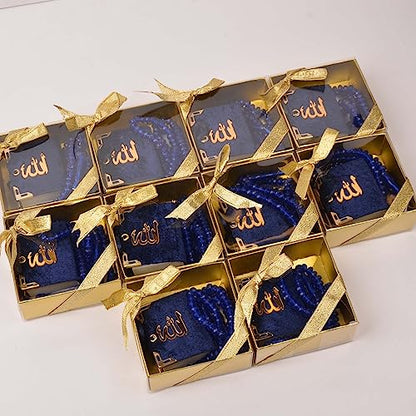 BABY SHOWER CHOCOLATE Set of 10 Islam Quran Tasbeeh Islamic Set | Holy Quran Prayer Beads Gift Box Favor (Dark Blue) - color: Dark Blue