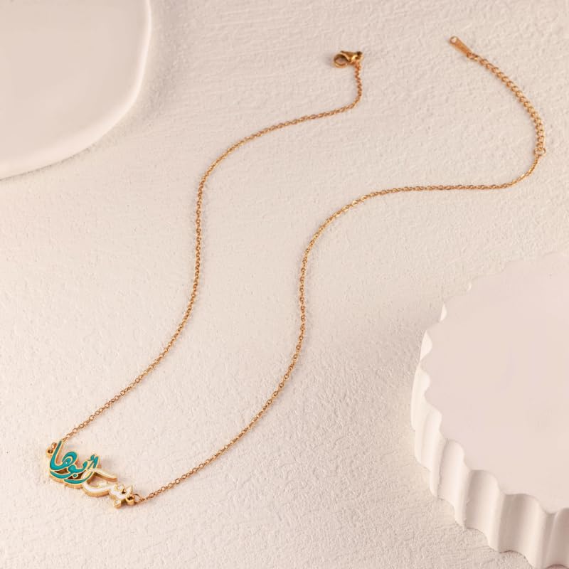 Romantic Golden Arabic Calligraphy Pendant Necklace Elegant Personality Clavicle Necklace for Women Exquisite Minimalist Accessories for Valentine's Day