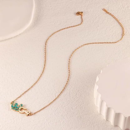Romantic Golden Arabic Calligraphy Pendant Necklace Elegant Personality Clavicle Necklace for Women Exquisite Minimalist Accessories for Valentine's Day