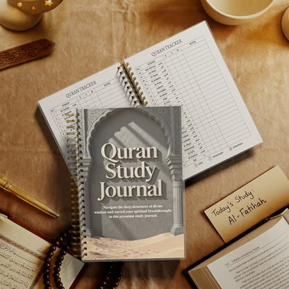 Premium Quran Study Journal - A5 Spiral Bound Islamic Reflection Notebook with 120 Pages 100gsm Thick Paper - Arabic & Translation Tracker for Daily Quranic Study, Memorization & Ramadan Gifts (Stone Arch) - color: Stone Arch