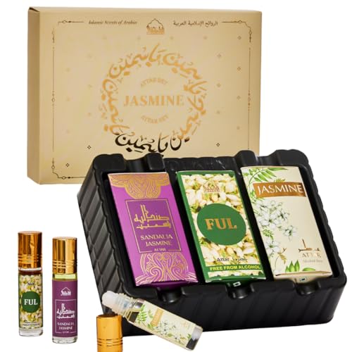 Dukhni Jasmine Attar Set 3 x 6ml Roll on Perfume Oil | Islamic Gifts