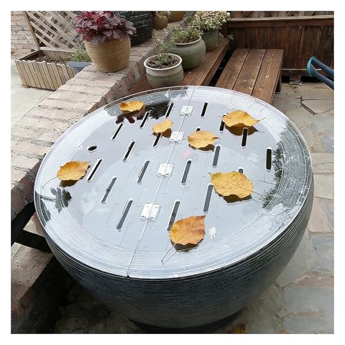 C Acrylic Lid for Round Aquarium - Cat-Proof Fish Tank Cover, Cuttable Anti-Jump Terum Hood with Hole & Hinges, Folding Flip-Top Design for Easy Access - size: 15.0in/38.1cm