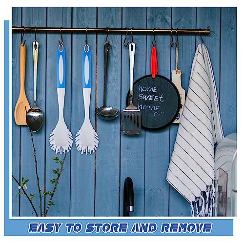 Hsei 20 Pcs Blue Kitchen Scrub Dish Brush Bulk with 11 Inch Anti Slip Handle Cleaning Dish Scrubber with Stiff Bristles Washing Scrub Brushes for Housekeeping for Pots and Pans, Kitchen Sink - color: Blue