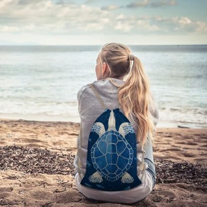 Turtle Pattern Drawstring Backpack Canvas String Bag Lightweight Sports Gym Bag for Men Women - color: Color-4