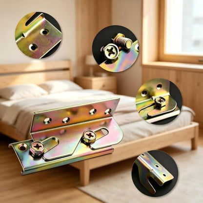 Bed Rail Brackets 32Pack,Heavy Duty Bed Frame Brackets Bulk with Screws | Fittings Wooden Bed Frame Connectors - size: 32 Pieces