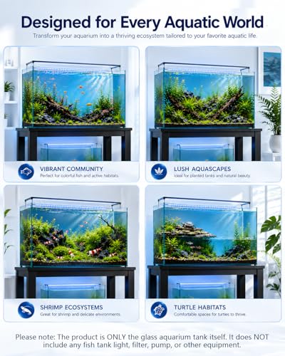 10 Gallon Glass Fish Tank Open-Back Lid, Aquarium Fish Bowl Cube for Betta Goldfish Snails Shrimp Aquatic Planting, Ultra Clear Rimless Low Iron - color: Transparency, size: 10 Gallon