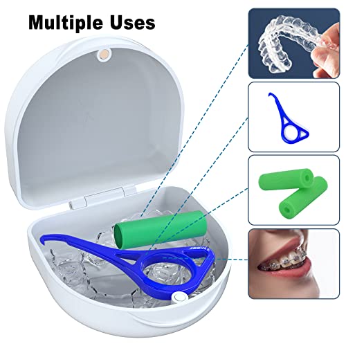 Retainer Case Denture Case: BVN Orthodontic Dental Case, Slim Braces Case, Mouth Guard Case, Denture Box, Teeth Aligner Case, Night Guard Case Container Storage Holder White - color: White