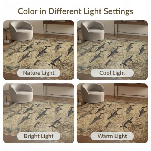 6'x9' Washable Traditional Wave Area Rug, Beige Non-Shedding Pet Friendly Room Rug for Queen Size Bedroom, Under Bed, Master Suite, Foldable Easy Care Carpet | Ref:2068056 - color: Beige/Pattern 21, size: 6' x 9' (Rectangular)