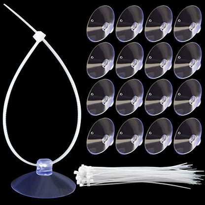 ANCIRS 30pcs 35mm Suction Cups with 50pcs Transparent Zip Ties, Clear | Rubber, Reusable, Easy to Use and Remove, for Home & Kitchen, for Hanging Lightweight Decorations & Organizing Cables - size: 35 mm