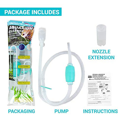 TERA PUMP TRFTCLN Aquarium Gravel Cleaner, 10-20 Gallon Tank | BPA Free, Long Nozzle, Water Flow Controller, Sand Cleaner / Water Siphon - size: Large
