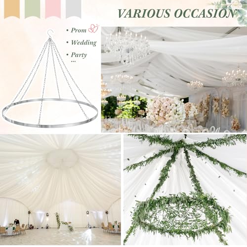 Otoollling 24 Inch Silver Metallic Ceiling Drapes Hanging Kit for 6 Panels - color: Silver, size: 24"W x 24"L (Pack of 1), style: 6 Panels