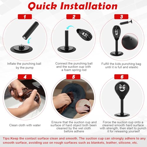 Desktop Punching Bag with Suction Cup - Punch Away Stress, Heavy Duty Office Desk Stress Ball for Adults & Kids, Fun Boxing Toy for Coworkers, Friends - color: Black